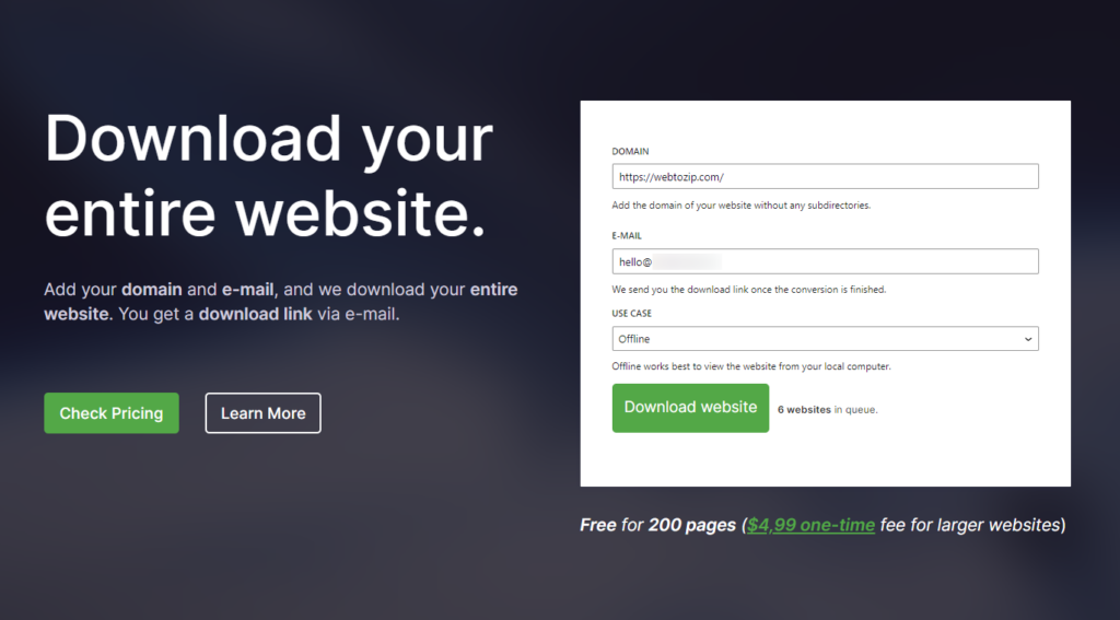 webtozip download website for offline