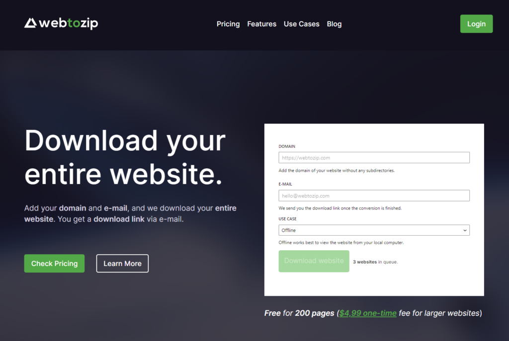 webtozip download website for offline