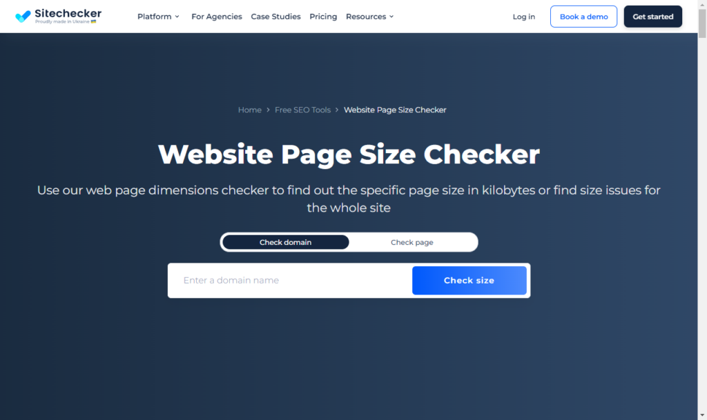 site checker web page size check